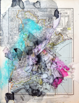 Zum Sprung | 2021 | 30x32cm | Peer Kriesel Übermalung | Mischtechnik auf Atlaskarte, gerahmt
